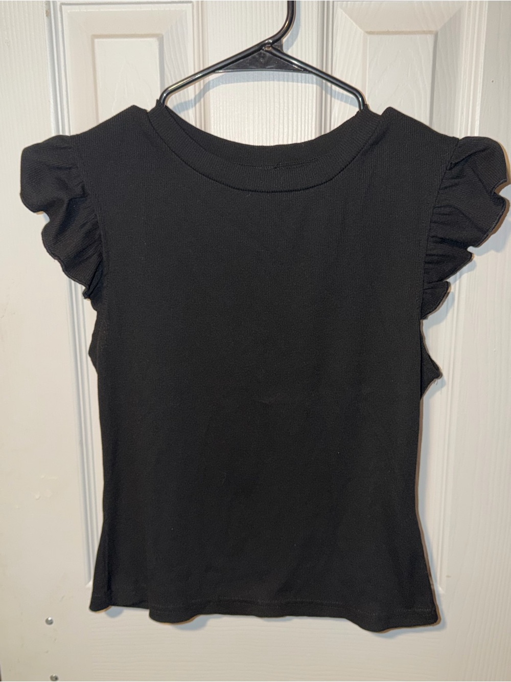 Black Ruffle Sleeve Women's Top